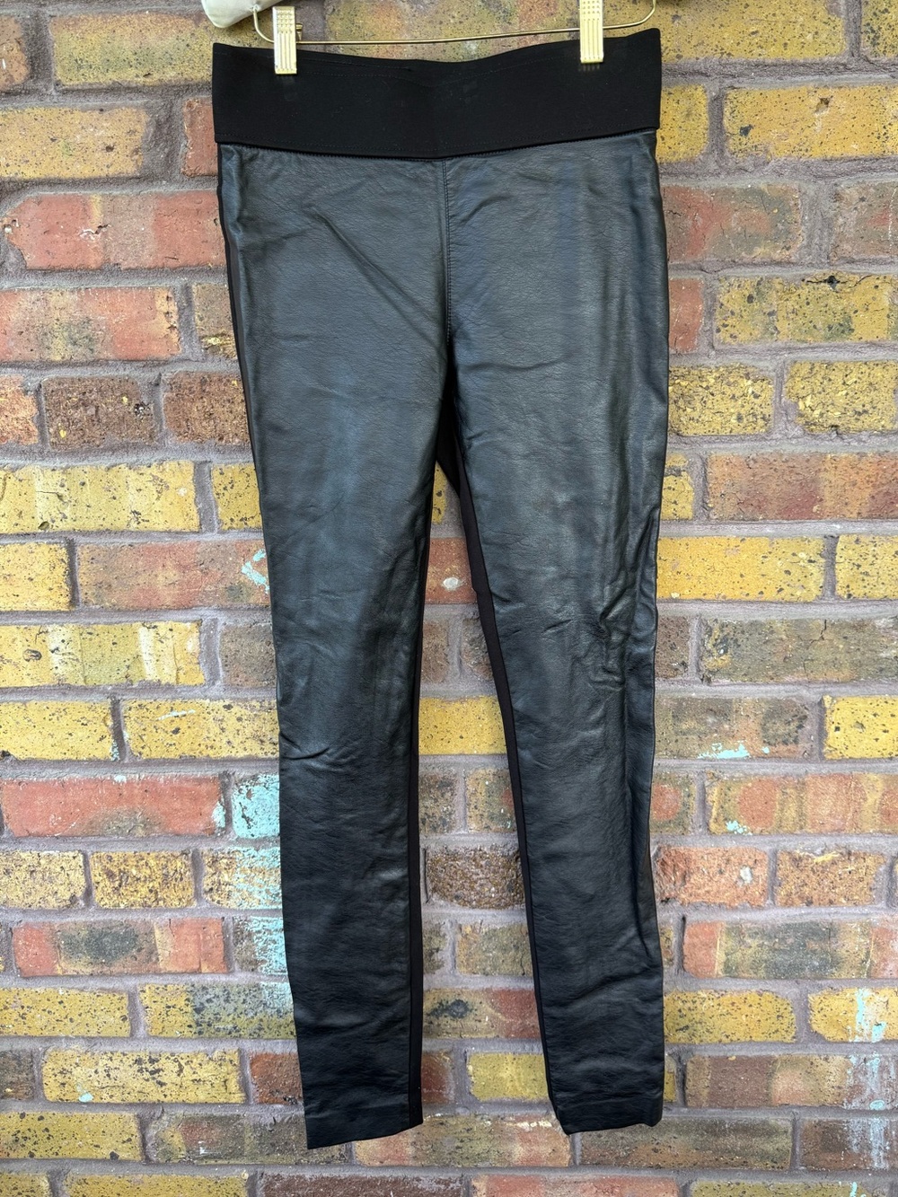 Club Monaco Black Panelled Faux Leather Leggings - Size 2